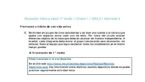 Educación Física 1 medio-Unidad 1-OA4;5-Actividad 5