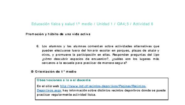 Educación Física 1 medio-Unidad 1-OA4;5-Actividad 6