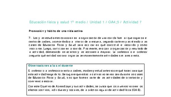 Educación Física 1 medio-Unidad 1-OA4;5-Actividad 7