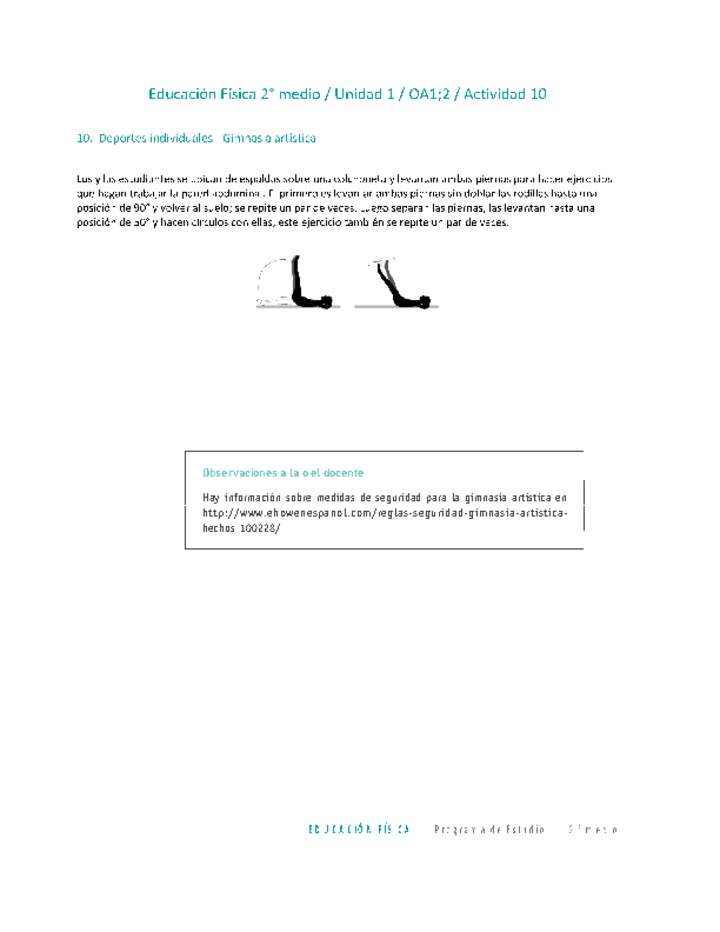 Educación Física 2 medio-Unidad 1-OA1;2-Actividad 10