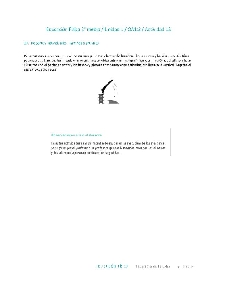 Educación Física 2 medio-Unidad 1-OA1;2-Actividad 13