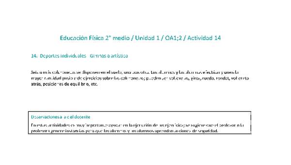 Educación Física 2 medio-Unidad 1-OA1;2-Actividad 14