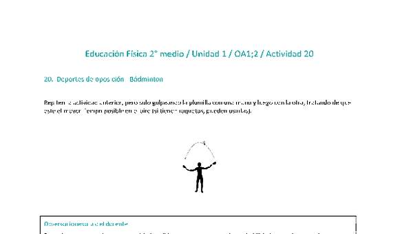 Educación Física 2 medio-Unidad 1-OA1;2-Actividad 20