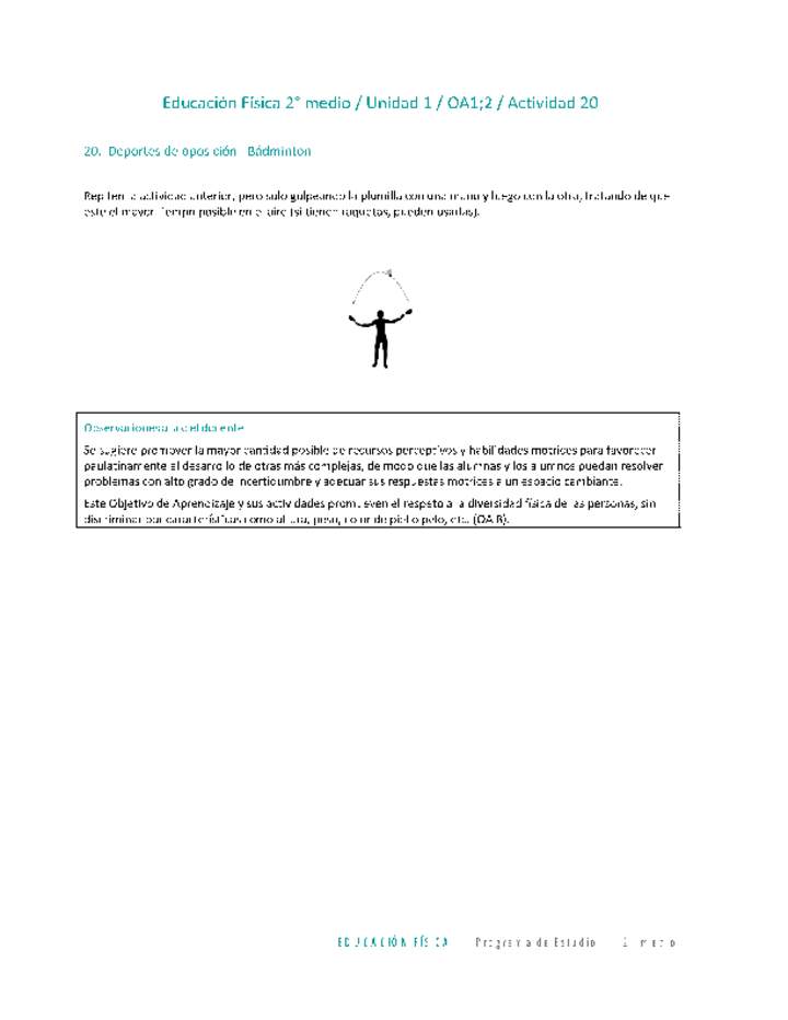 Educación Física 2 medio-Unidad 1-OA1;2-Actividad 20