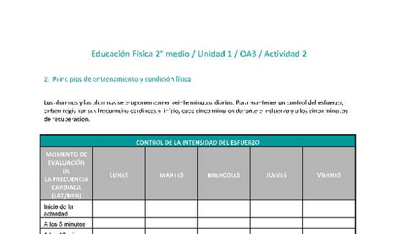 Educación Física 2 medio-Unidad 1-OA3-Actividad 2