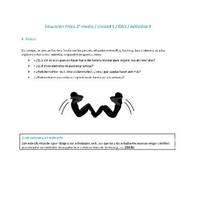 Educación Física 2 medio-Unidad 1-OA3-Actividad 4