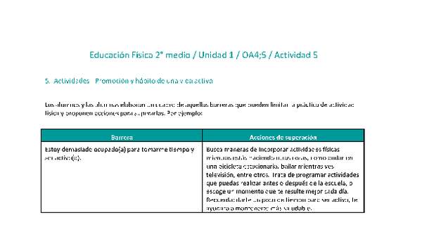 Educación Física 2 medio-Unidad 1-OA4;5-Actividad 5