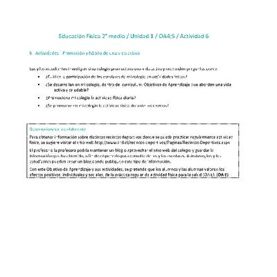 Educación Física 2 medio-Unidad 1-OA4;5-Actividad 6