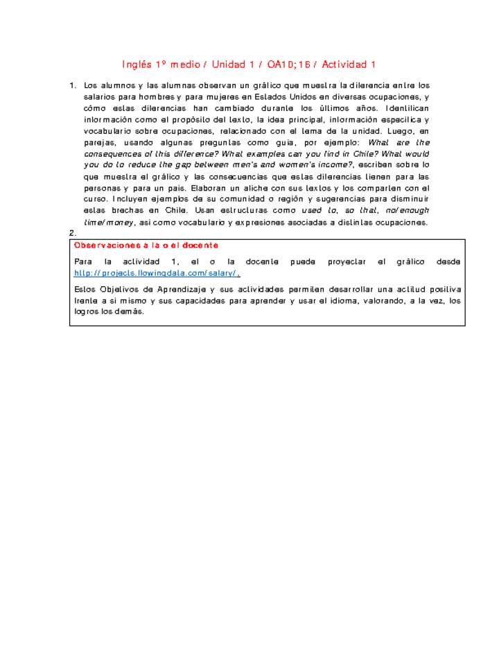 Inglés 1 medio-Unidad 1-OA10;16-Actividad 1