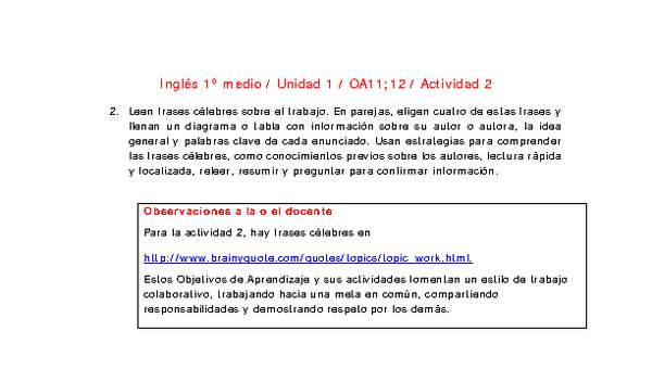 Inglés 1 medio-Unidad 1-OA11;12-Actividad 2