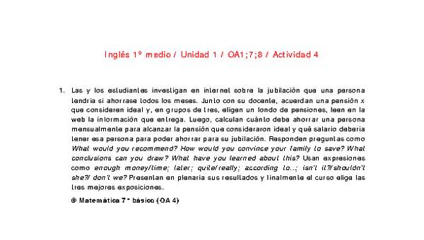 Inglés 1 medio-Unidad 1-OA1;7;8-Actividad 4