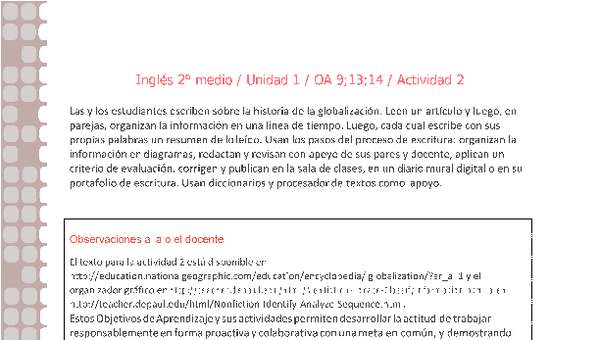 Inglés 2 medio-Unidad 1-OA9;13;14-Actividad 2