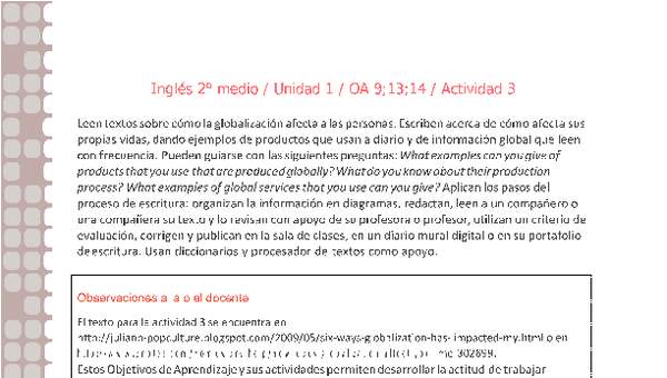 Inglés 2 medio-Unidad 1-OA9;13;14-Actividad 3