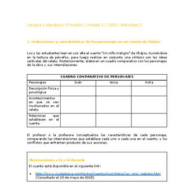 Lengua y Literatura 1 medio-Unidad 1-OA3-Actividad 2