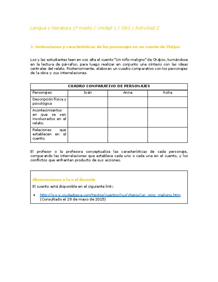 Lengua y Literatura 1 medio-Unidad 1-OA3-Actividad 2