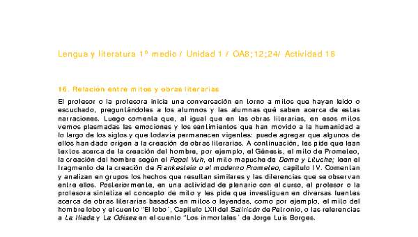 Lengua y Literatura 1 medio-Unidad 1-OA8;12;24-Actividad 16