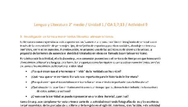 Lengua y Literatura 2 medio-Unidad 1-OA3;7;11-Actividad 9