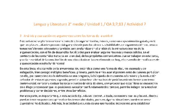 Lengua y Literatura 2 medio-Unidad 1-OA3;7;13;20;23-Actividad 7