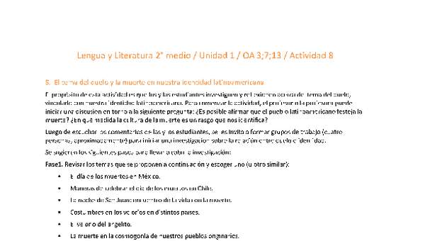 Lengua y Literatura 2 medio-Unidad 1-OA3;7;13;20;23-Actividad 8