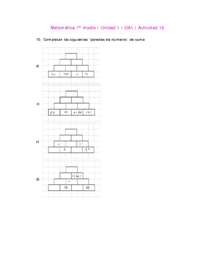 Matemática 1 medio-Unidad 1-OA1-Actividad 10