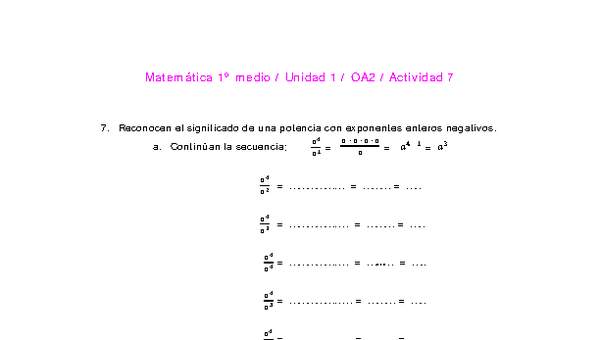 Matemática 1 medio-Unidad 1-OA2-Actividad 7