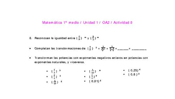 Matemática 1 medio-Unidad 1-OA2-Actividad 8