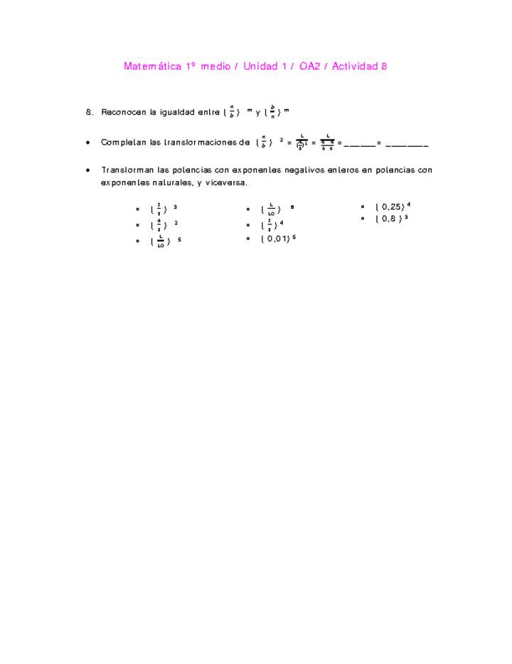 Matemática 1 medio-Unidad 1-OA2-Actividad 8