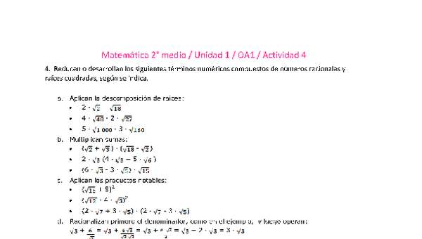 Matemática 2 medio-Unidad 1-OA1-Actividad 4