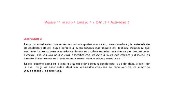 Artes Musicales 1 medio-Unidad 1-OA1;7-Actividad 3