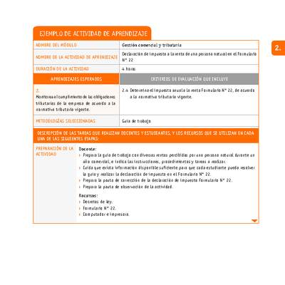 Declaración de impuesto a la renta de una persona natural en el Formulario N° 22