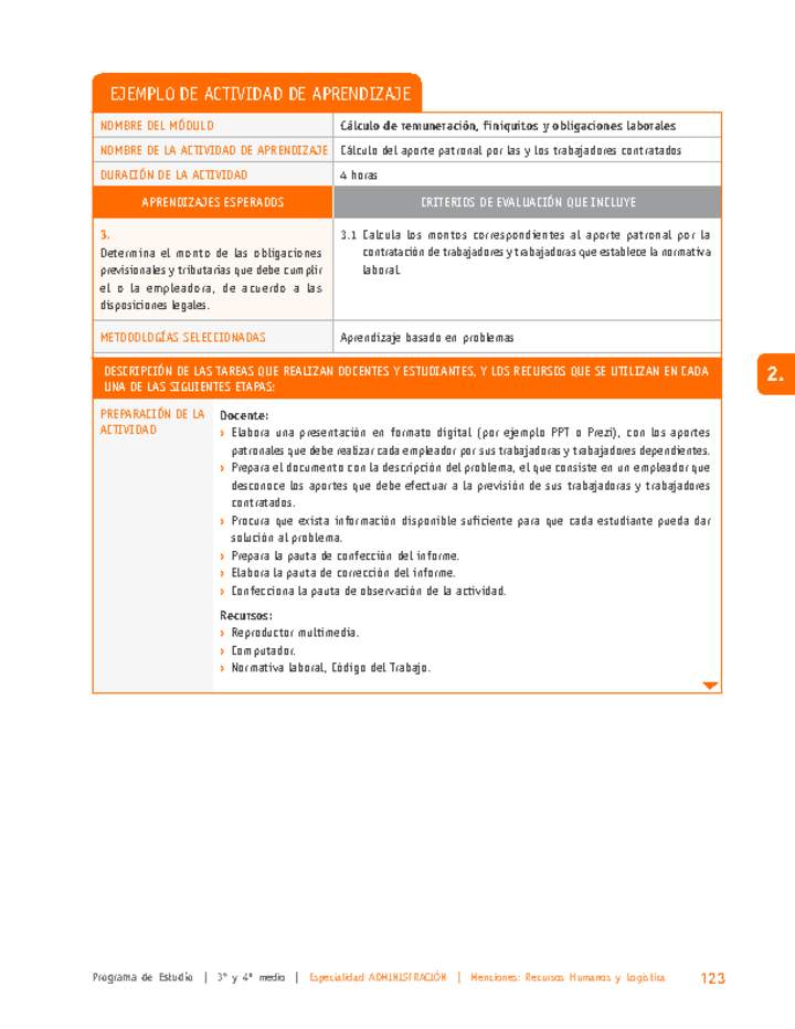 Cálculo del aporte patronal por las y los trabajadores contratados