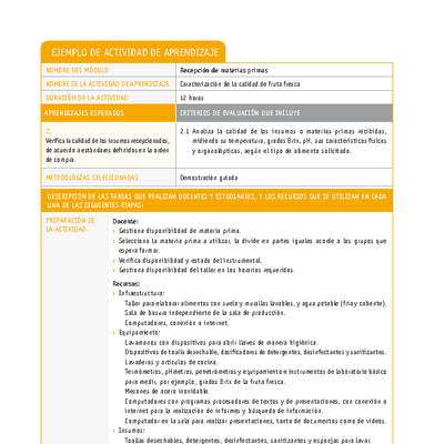 Caracterización de la calidad de fruta fresca