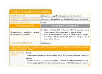 Almacenamiento de productos para la elaboración industrial de alimentos