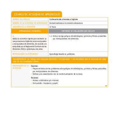 Contaminaciones en la industria alimentaria