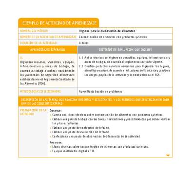 Contaminación de alimentos con productos químicos