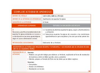 Clasificación de especies forrajeras