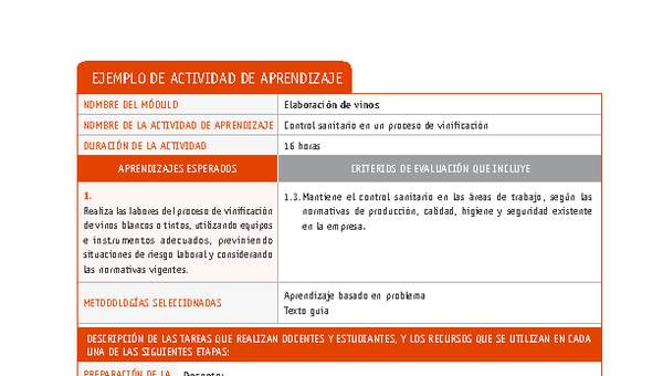 Control sanitario en un proceso de vinificación