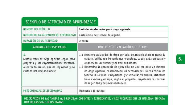 Instalación de sistema de regadío