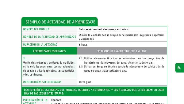 Cálculo de unidades que se ocupan en instalaciones: longitudes, superficies y volúmenes