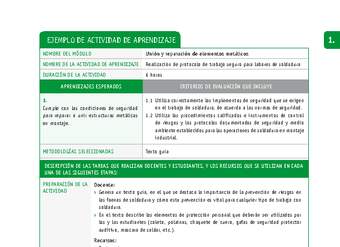 Realización de protocolo de trabajo seguro para labores de soldadura