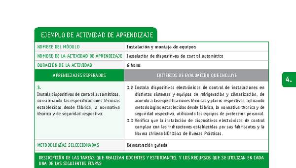 Instalación de dispositivos de control automático