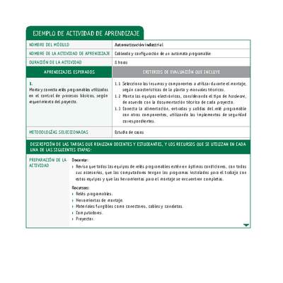 Cableado y configuración de un autómata programable