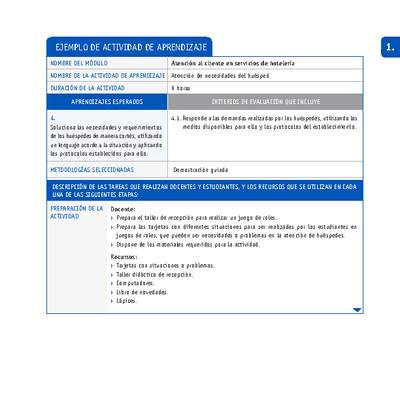 Atención de necesidades del huésped