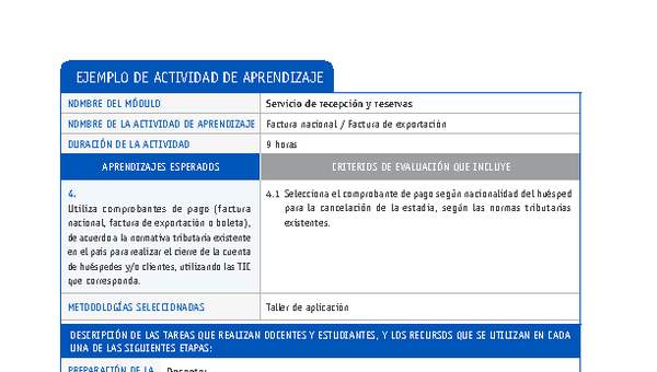 Factura nacional / Factura de exportación