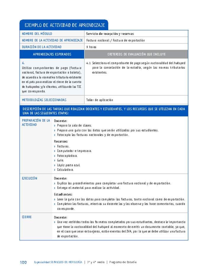 Factura nacional / Factura de exportación