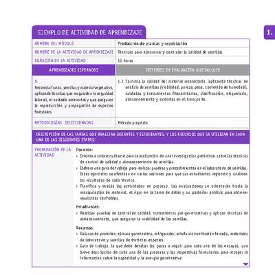 Técnicas para almacenar y controlar la calidad de semillas