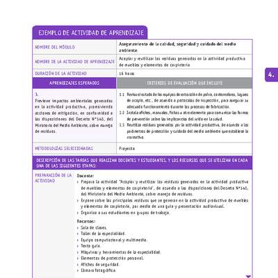 Acopiar y reutilizar los residuos generados en la actividad productiva de muebles y elementos de carpintería