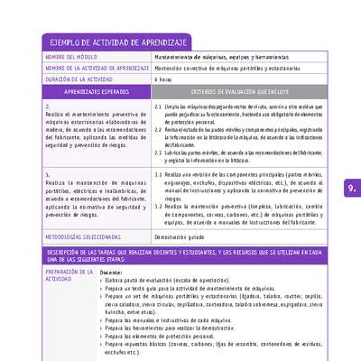 Mantención correctiva de máquinas portátiles y estacionarias