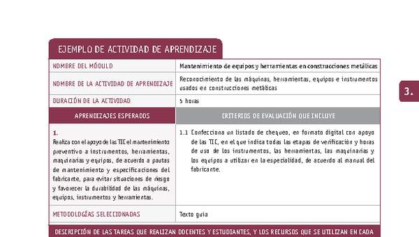 Reconocimiento de las máquinas, herramientas, equipos e instrumentos usados en construcciones metálicas