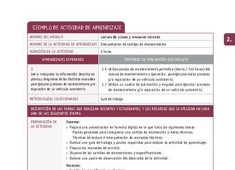 Interpretación de cartillas de mantenimiento